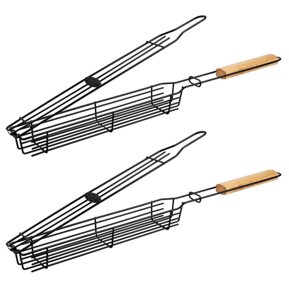 Jim Beam 2-Pack Kabob Grilling Baskets Heavy-Duty Eco-Friendly Ergonomic 19.25"L