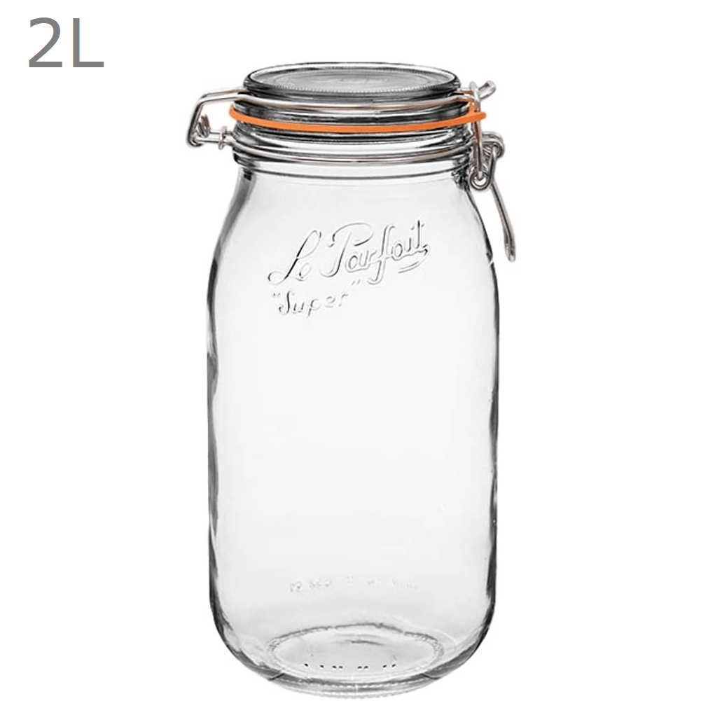 Le Parfait Rounded French Glass Storage Jars with Airtight Rubber Seals