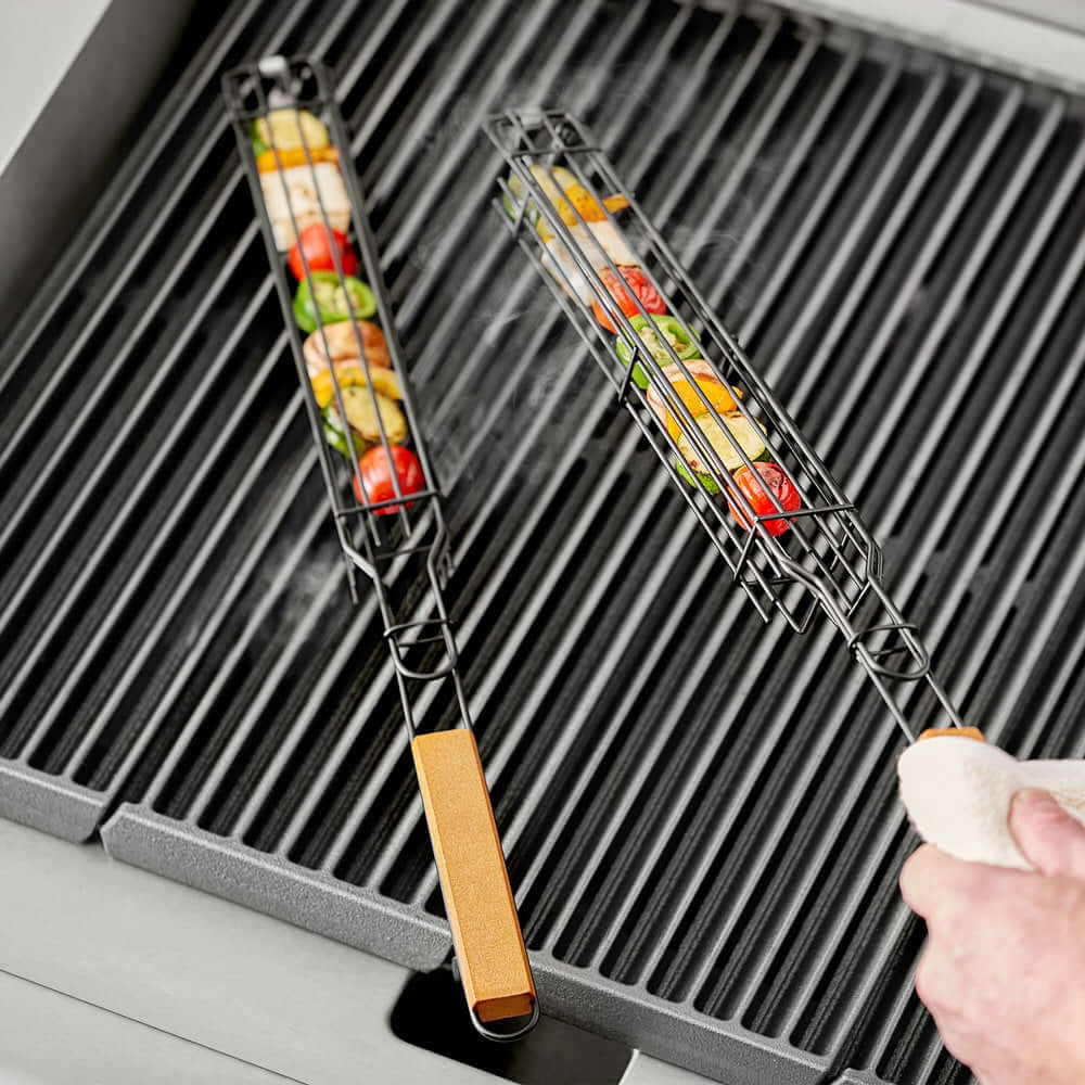 Jim Beam 2-Pack Kabob Grilling Baskets Heavy-Duty Eco-Friendly Ergonomic 19.25"L