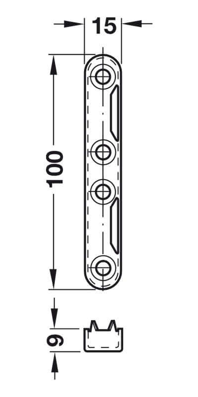 Hafele 271.03.910 Bed Connector w/Cranked Hook-In Part & Striking Plate Set of 4