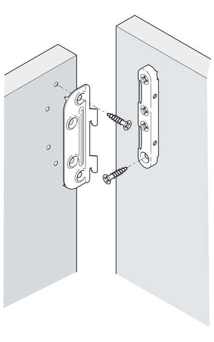 Hafele 271.03.910 Bed Connector w/Cranked Hook-In Part & Striking Plate Set of 4