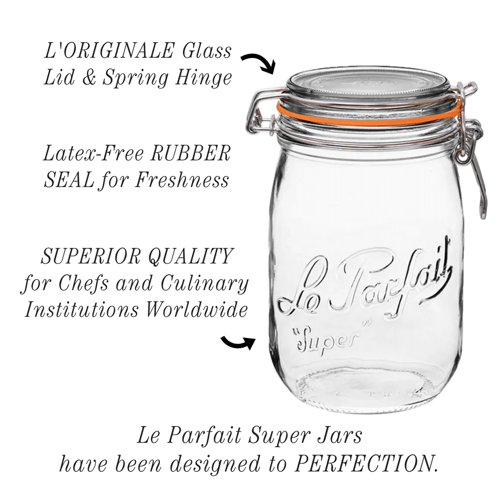 Le Parfait Rounded French Glass Storage Jars with Airtight Rubber Seals