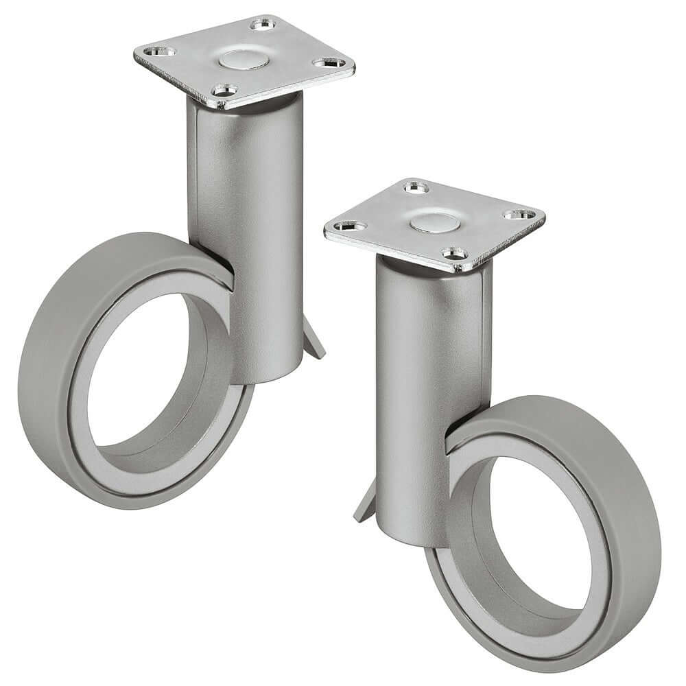 Caster No Hub Plate Mount wiith Break, Wheel Ø67 mm, Aluminum Finish, Set of 2