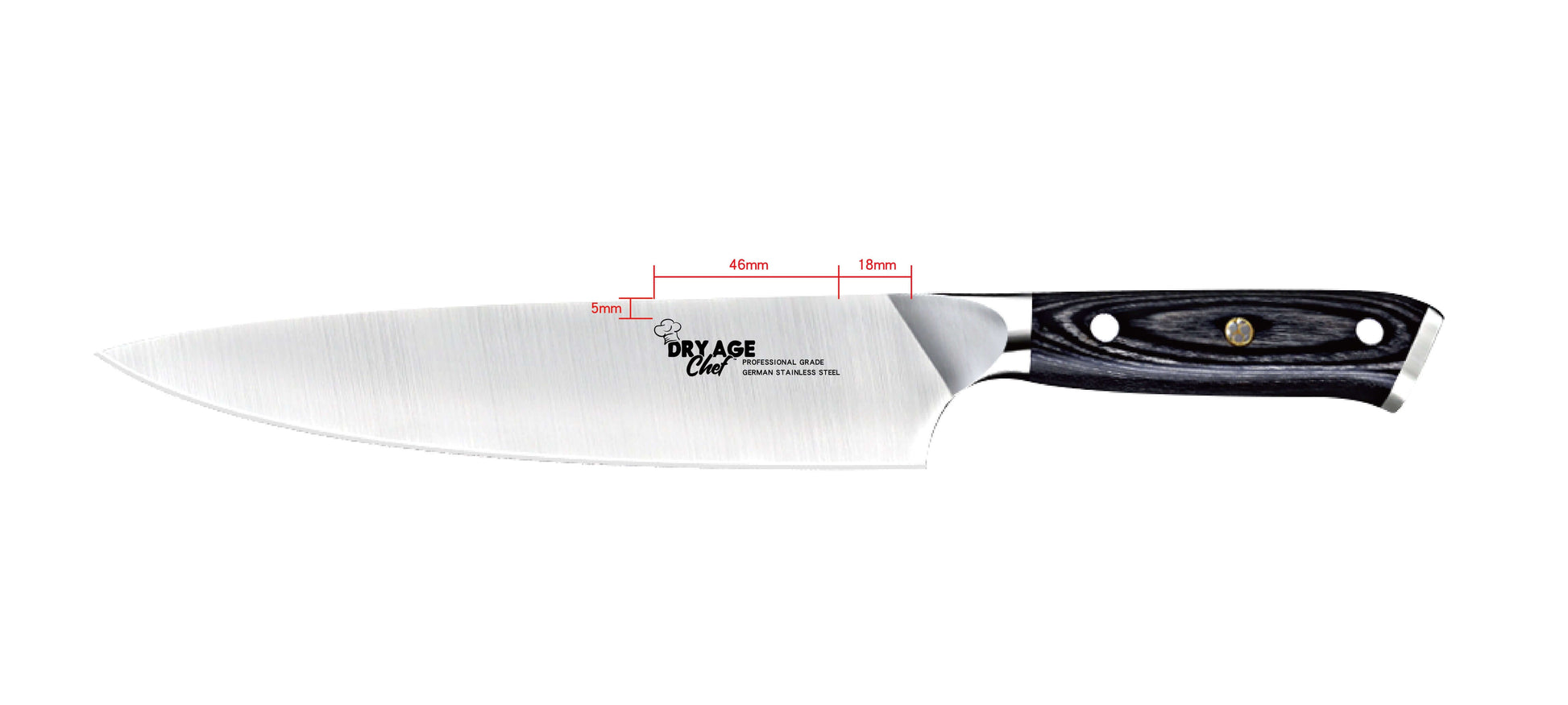 German Stainless Steel Chef/Butcher Knife & Hybrid Cutting Board Combo by Dry Age Chef