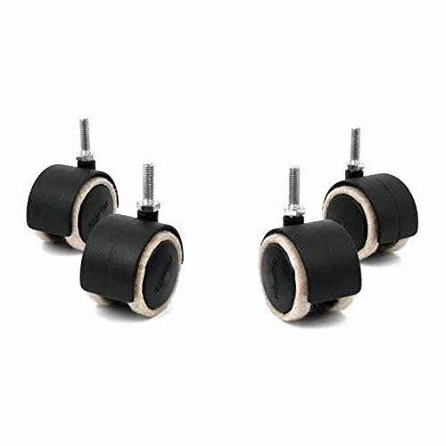 Anti-Scratch Feltac Dual-Wheel Threaded Stem Casters with Fused Felt, Set of 4