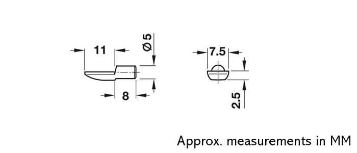 Steel Shelf Support Pin, Nickel Plated, 5mm, Pack of 25