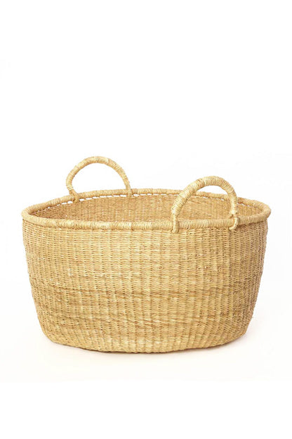 Set of Three Natural Woven Grass Floor Baskets