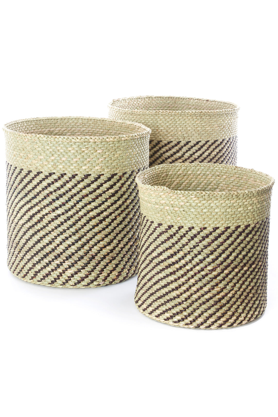 Iringa Baskets with Diagonal Black Stripes