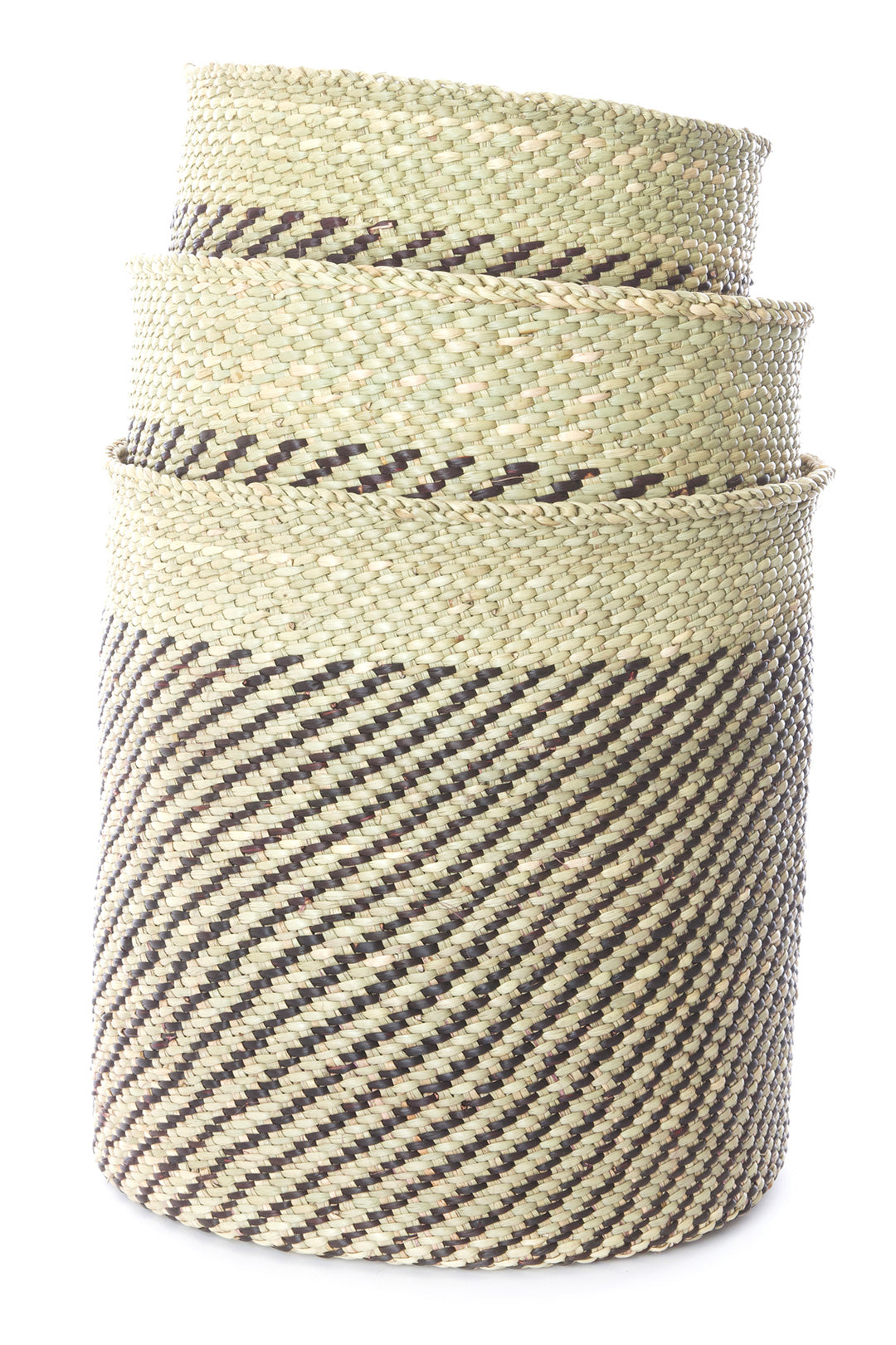 Iringa Baskets with Diagonal Black Stripes